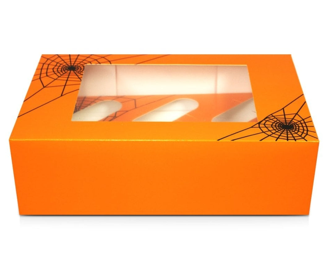 Halloween Spinnweben-Satin-Cupcake-Box, 1 Stk