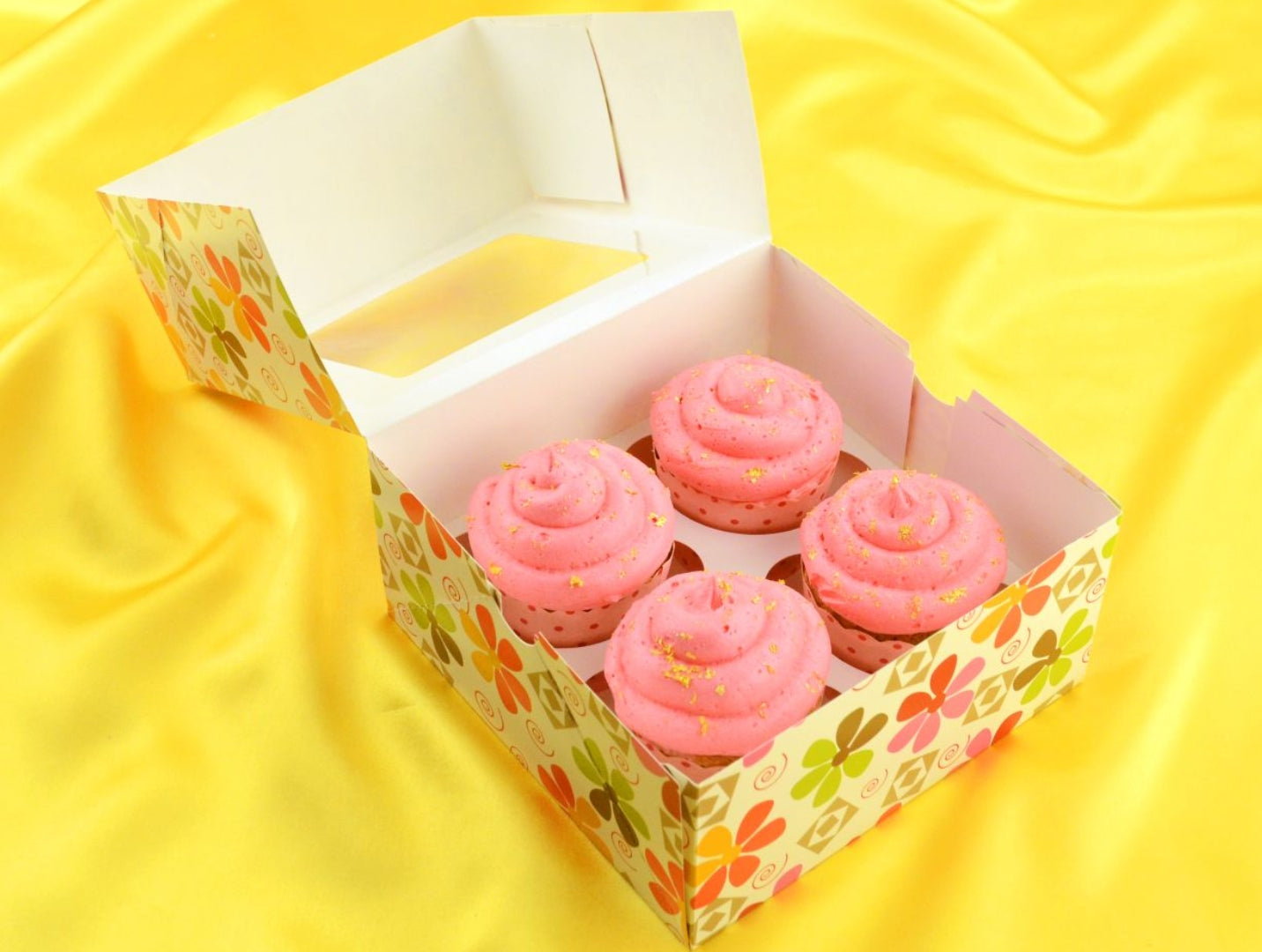 Cupcake Box Blumen für 4 Stück 2er Set