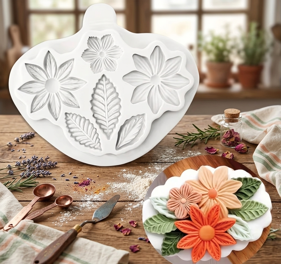 Silikonform Blumen und Blätter