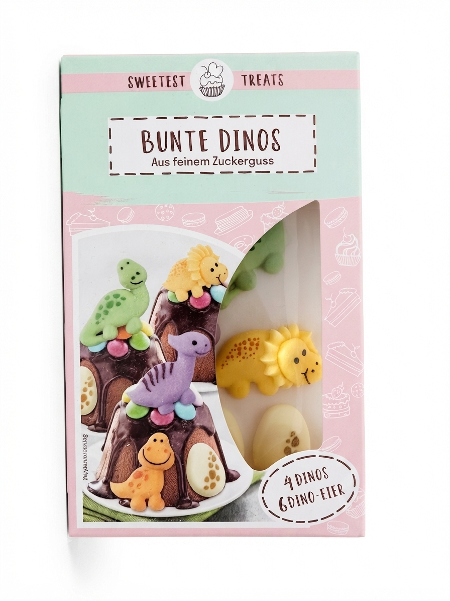 Bunte Dinos aus feinem Zuckerguss
