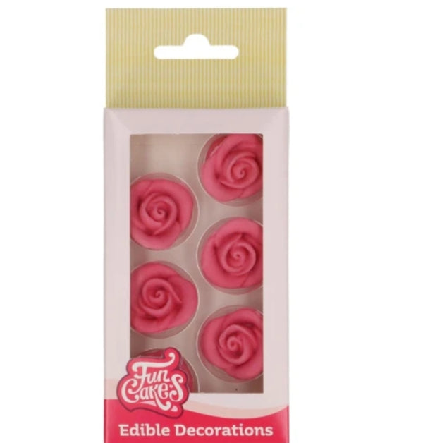 FunCakes Rosa Fondant Rosen, 6 Stück