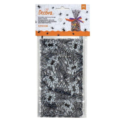 Decora Zellophantüten mit Halloween-Motiv Spinnen (20 Stück)