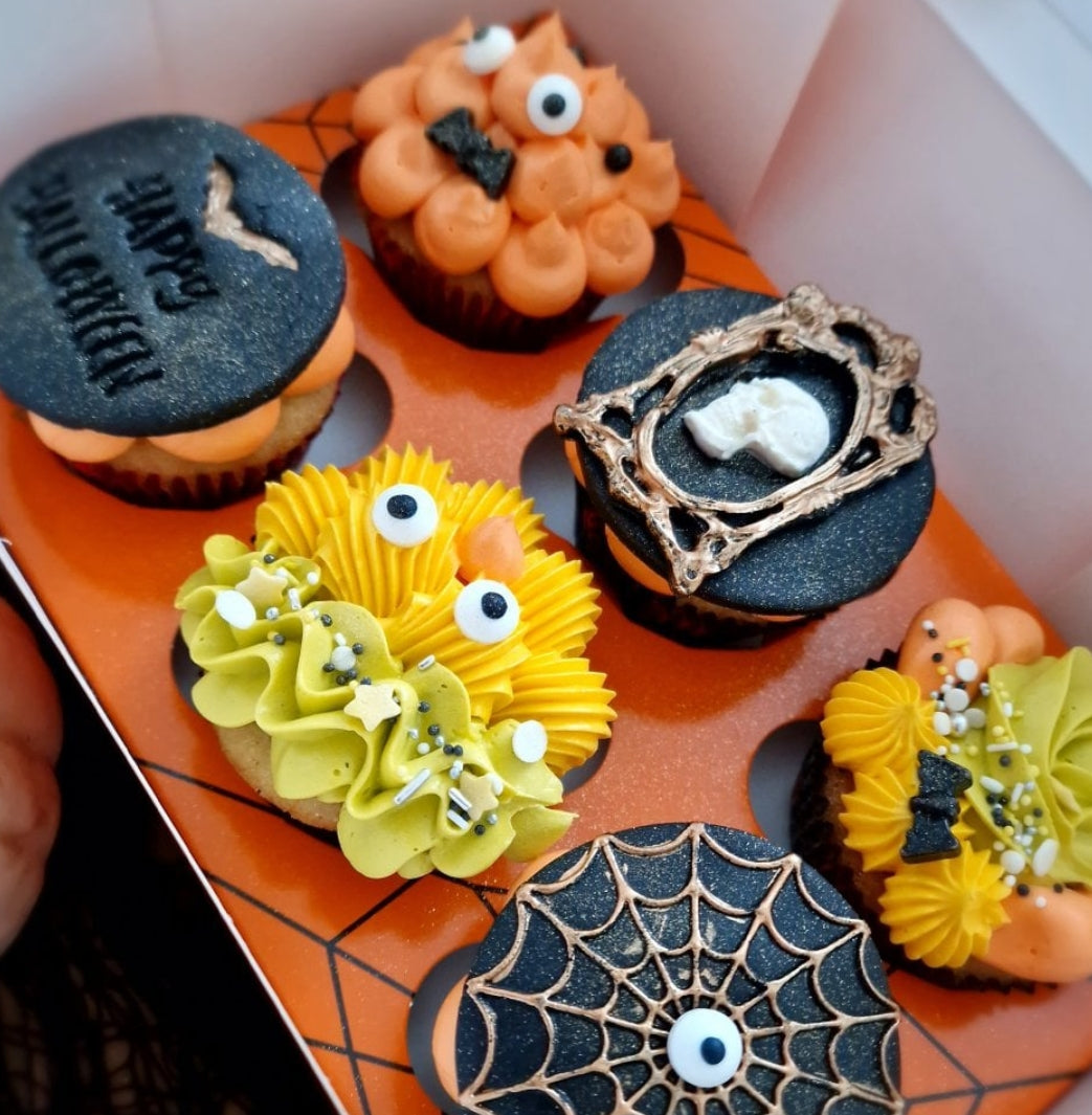 Halloween Spinnweben-Satin-Cupcake-Box, 1 Stk