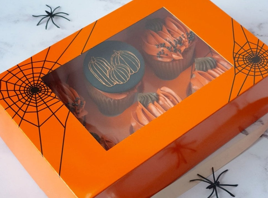 Halloween Spinnweben-Satin-Cupcake-Box, 1 Stk
