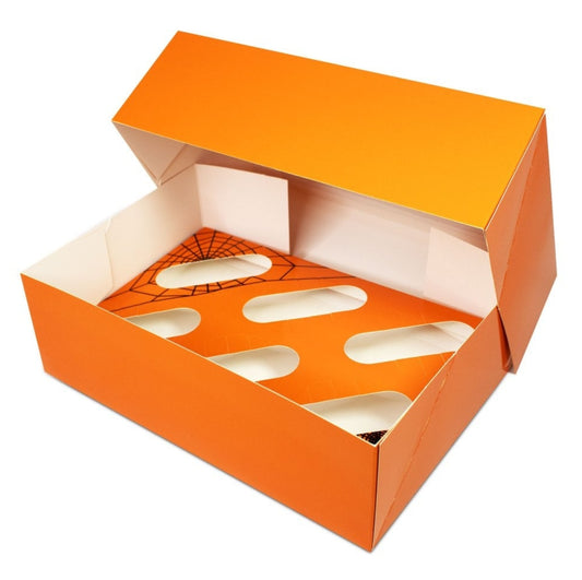Halloween Spinnweben-Satin-Cupcake-Box, 1 Stk