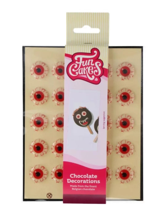 FunCakes Schokoladendekoration – blutige Augen / 25 Stück