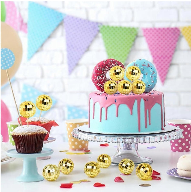 Goldene Mini Tortendeko Bälle 11 Stück