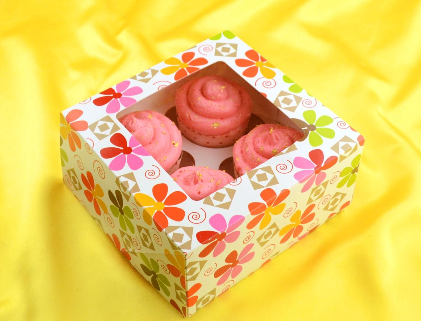 Cupcake Box Blumen für 4 Stück 2er Set