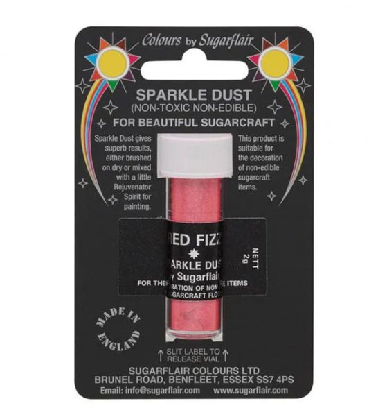 Sugarflair Red Fizz, Ungiftiger Sparkle Dust 2g