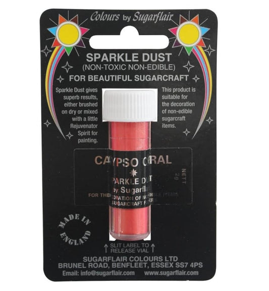 Sugarflair Calypso Coral, Ungiftiger Sparkle Dust 2g