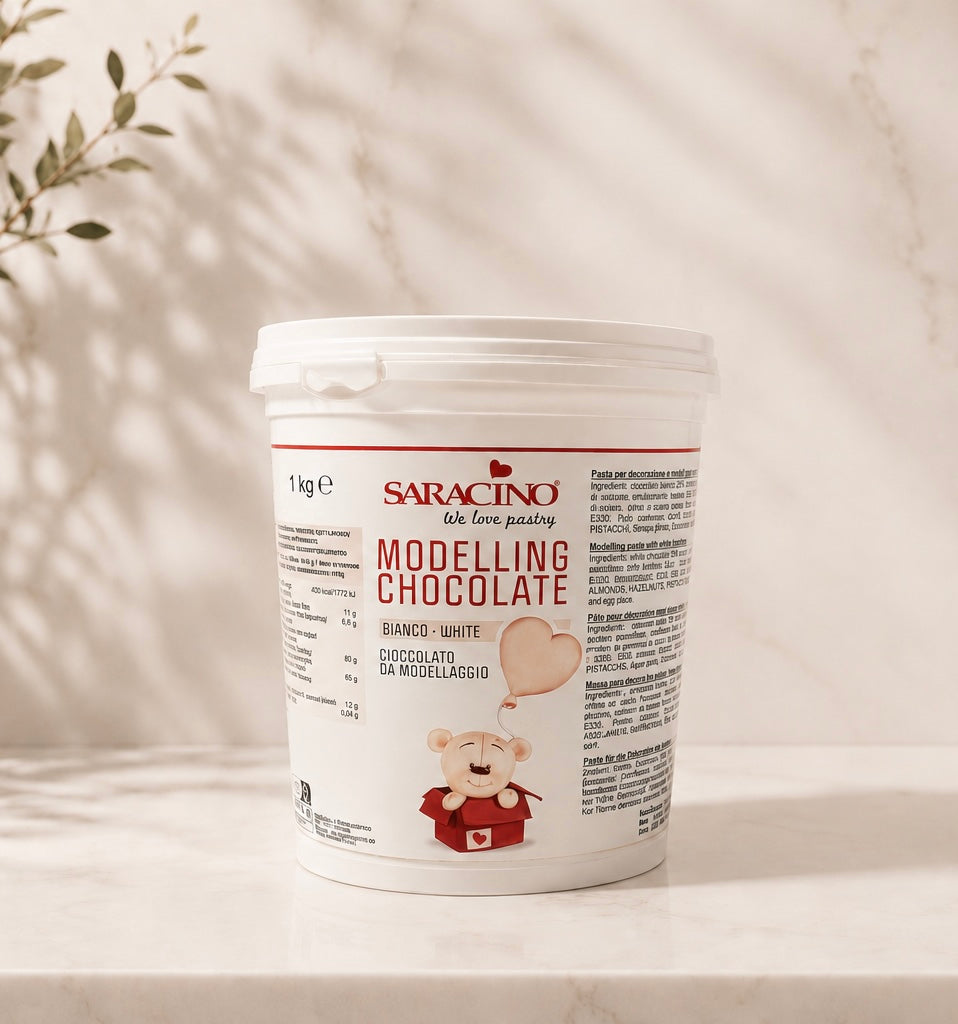 Saracino Modellierschokolade Weiß 1 kg zum Modellieren & Eindecken