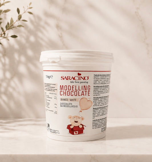Saracino Modellierschokolade Weiß 1 kg zum Modellieren & Eindecken